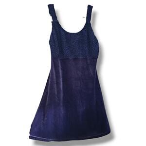 Vintage UP FRONT velvet slip dress Mini Size S BABYDOLL empire Waist Whimsy Goth